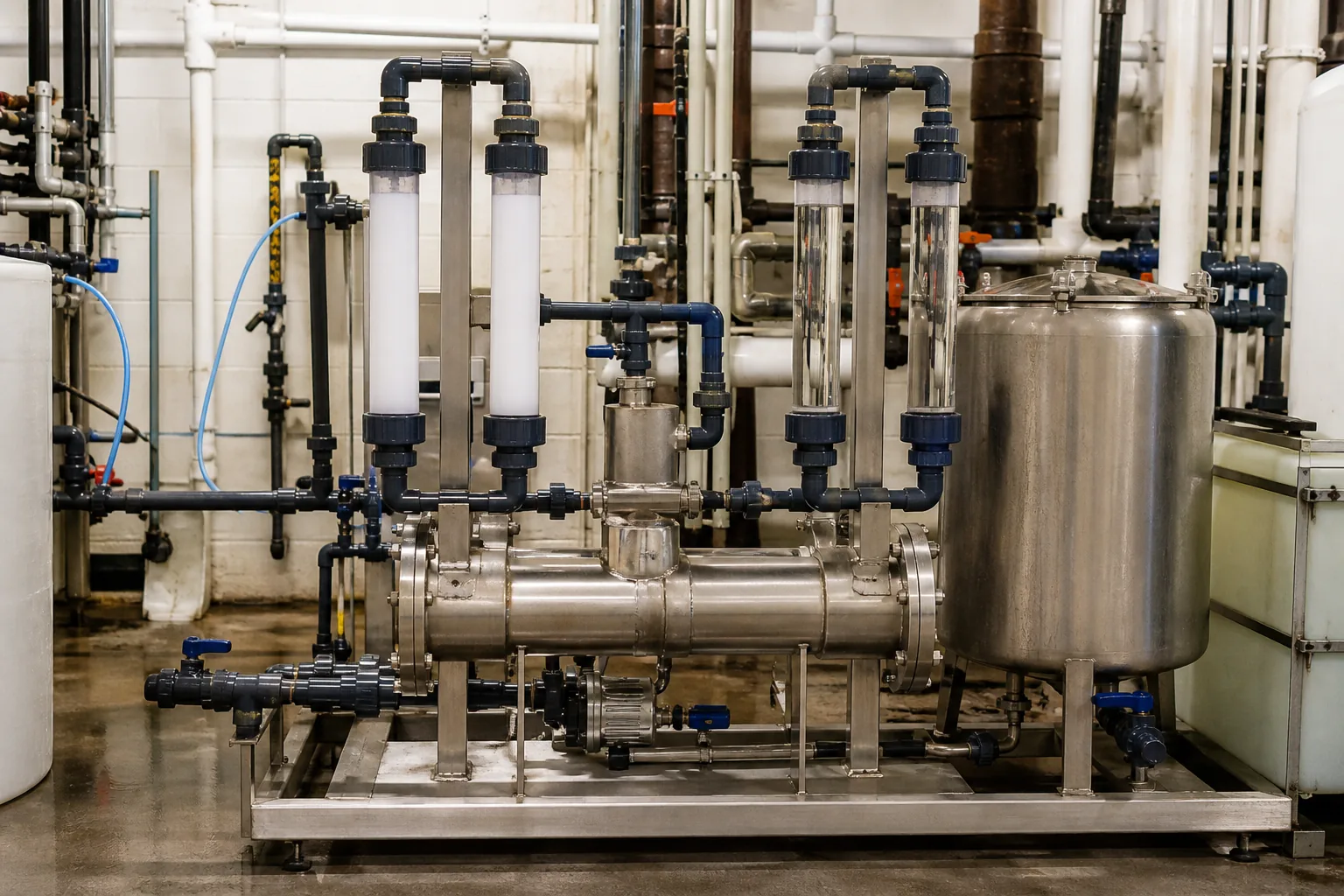 Inline emulsion inversion skid with water and polymer sight tubes and a maturation vessel